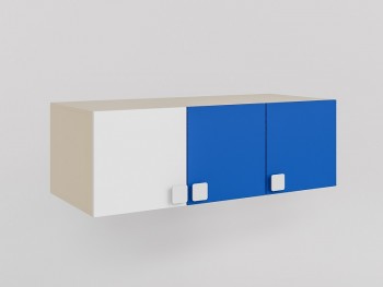 Антресоль на шкаф 3-х створчатый Скай люкс (Синий/Белый/корпус Клен) в Боготоле - bogotol.mebel54.com | фото