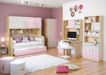 Детская комната Грэйси (Розовый/Серый/корпус Клен) в Боготоле - bogotol.mebel54.com | фото