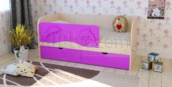 Друзья Кровать детская 2 ящика 1.6 Фиолетовый глянец в Боготоле - bogotol.mebel54.com | фото