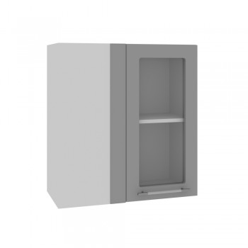 Гарда ПУС 650 шкаф верхний угловой со стеклом (Белый Эмалит/корпус Серый) в Боготоле - bogotol.mebel54.com | фото