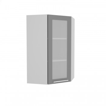 Гарда ВПУС 550 шкаф верхний угловой со стеклом высокий (Белый Эмалит/корпус Серый) в Боготоле - bogotol.mebel54.com | фото