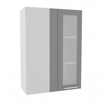 Гарда ВПУС 650 шкаф верхний угловой со стеклом высокий (Белый Эмалит/корпус Серый) в Боготоле - bogotol.mebel54.com | фото