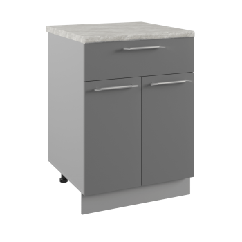 Корато С1ЯШ 600 шкаф нижний с ящиком (Кварц черный/корпус Серый) в Боготоле - bogotol.mebel54.com | фото
