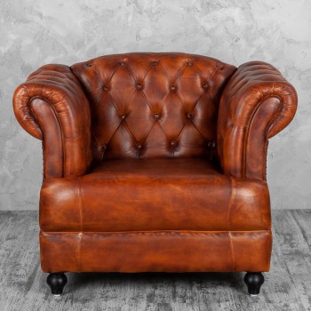 Кресло кожаное Лофт Честер-Нью (Коричневый, Рыжий) в Боготоле - bogotol.mebel54.com | фото