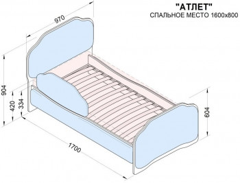 Кровать 160 Атлет 29 Синий (мягкий бортик) в Боготоле - bogotol.mebel54.com | фото