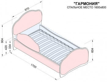 Кровать 160 Гармония 45 Серый (мягкий бортик) в Боготоле - bogotol.mebel54.com | фото