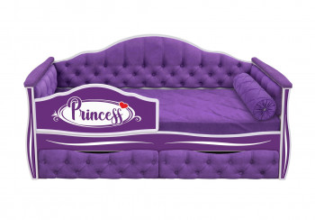 Кровать 160 серии Иллюзия 2 ящика 32 Фиолетовый (мягкие боковые накладки/подушка валик) в Боготоле - bogotol.mebel54.com | фото