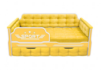 Кровать 160 серии Спорт 2 ящика 74 Жёлтый (мягкие боковые накладки) в Боготоле - bogotol.mebel54.com | фото