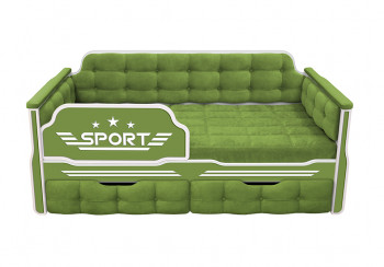 Кровать 160 серии Спорт 2 ящика 76 Зелёный (мягкие боковые накладки) в Боготоле - bogotol.mebel54.com | фото