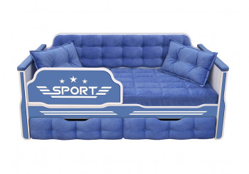 Кровать 160 серии Спорт 2 ящика 85 Синий (подушки) в Боготоле - bogotol.mebel54.com | фото