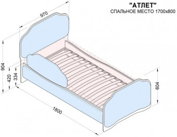 Кровать 170 Атлет 29 Синий (мягкий бортик) в Боготоле - bogotol.mebel54.com | фото