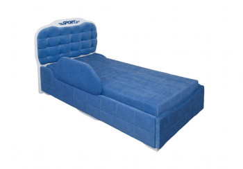 Кровать 190 Атлет Lux 29 Синий (мягкий бортик) в Боготоле - bogotol.mebel54.com | фото