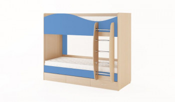Кровать 2-х ярусная с ящиками (Беленый дуб/Синий) в Боготоле - bogotol.mebel54.com | фото
