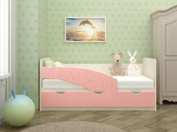 Кровать Бабочки 1,6м (Розовый металлик) в Боготоле - bogotol.mebel54.com | фото
