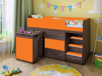 Кровать-чердак Малыш 1600 Бодего/Оранжевый в Боготоле - bogotol.mebel54.com | фото