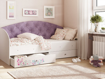 Кровать детская Эльза Белый/Фиолетовый в Боготоле - bogotol.mebel54.com | фото
