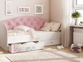 Кровать детская Эльза Белый/Розовый в Боготоле - bogotol.mebel54.com | фото