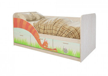Кровать детская Минима Лего 1,86м с ящиками (дуб атланта/лиловый сад) в Боготоле - bogotol.mebel54.com | фото