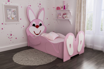 Кровать детская Зайка 1.6 Розовый/Белый в Боготоле - bogotol.mebel54.com | фото