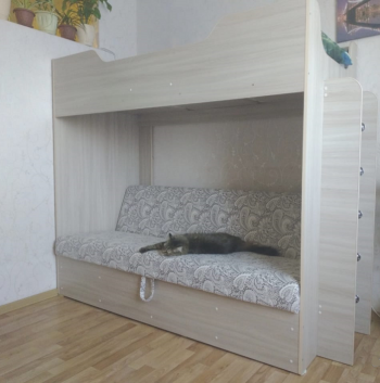 Кровать двухъярусная с диваном (Беленый дуб) в Боготоле - bogotol.mebel54.com | фото