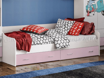 Кровать Fashion-1 Вега 0,9 м (Белый/Розовый) в Боготоле - bogotol.mebel54.com | фото