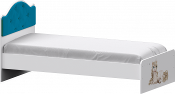 Кровать Каспер с мягкой спинкой и фотопечатью (800х1900)  Белый/Бирюза в Боготоле - bogotol.mebel54.com | фото