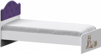 Кровать Каспер с мягкой спинкой и фотопечатью (800х1900)Белый/Фиолетовый в Боготоле - bogotol.mebel54.com | фото