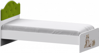Кровать Каспер с мягкой спинкой и фотопечатью (800х1900)Белый/Лайм в Боготоле - bogotol.mebel54.com | фото