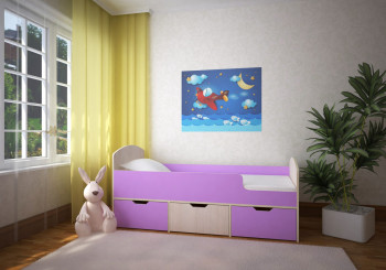 Кровать Малыш-мини Дуб молочный/Ирис в Боготоле - bogotol.mebel54.com | фото