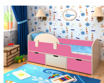 Кровать Малыш-мини Дуб молочный/Розовый в Боготоле - bogotol.mebel54.com | фото