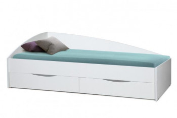 Кровать одинарная "Фея - 3" (асимметричная) (2000х900) New/(белый / белый / ДВПО белый) в Боготоле - bogotol.mebel54.com | фото