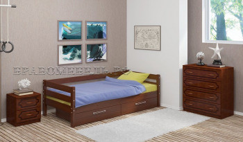 Кровать одинарная ГЛОРИЯ из массива сосны  900*2000 (Орех) в Боготоле - bogotol.mebel54.com | фото