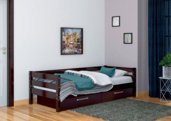 Кровать одинарная ГЛОРИЯ из массива сосны  900*2000 (Орех Тёмный) в Боготоле - bogotol.mebel54.com | фото