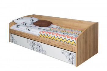 Кровать с 2 ящиками «Оксфорд» (Ривьера/Белый с рисунком) в Боготоле - bogotol.mebel54.com | фото