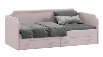 Кровать с мягкой обивкой и ящиками «Кантри» Тип 1 (900) (Велюр пудровый) в Боготоле - bogotol.mebel54.com | фото