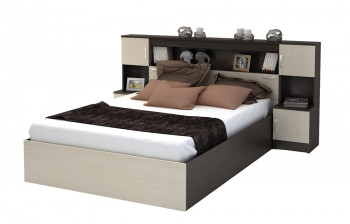 Кровать с прикроватным блоком КР 552 Спальня Basya (венге/белфорт) в Боготоле - bogotol.mebel54.com | фото
