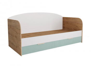 Кровать с ящиками ДКД 2000.1 Лавис (Белый софт/Зеленый софт/корпус Дуб бунратти) в Боготоле - bogotol.mebel54.com | фото
