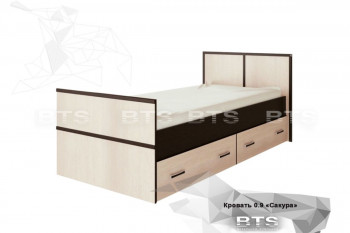 Кровать Сакура с настилом и ящиками 0,9 (Венге/Лоредо) в Боготоле - bogotol.mebel54.com | фото