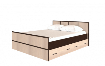 Кровать Сакура с настилом и ящиками 1,4 (Венге/Лоредо) в Боготоле - bogotol.mebel54.com | фото