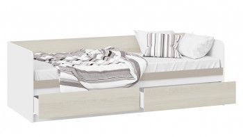 Кровать «Сканди» с 2 ящиками Дуб Гарден/Белый/Глиняный серый в Боготоле - bogotol.mebel54.com | фото