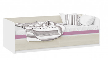 Кровать «Сканди» с 2 ящиками Дуб Гарден/Белый/Лиловый в Боготоле - bogotol.mebel54.com | фото
