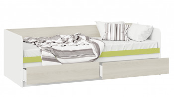 Кровать «Сканди» с 2 ящиками Дуб Гарден/Белый/Зеленый в Боготоле - bogotol.mebel54.com | фото