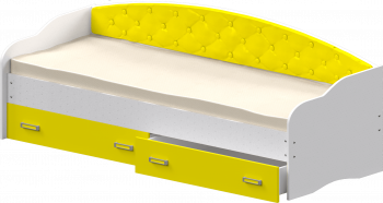 Кровать Софа-7 с мягкой спинкой (800х1900) Белый/Желтый в Боготоле - bogotol.mebel54.com | фото