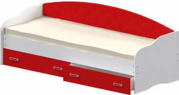 Кровать Софа-7 с мягкой спинкой (800х1900) Белый/Красный в Боготоле - bogotol.mebel54.com | фото