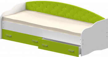 Кровать Софа-7 с мягкой спинкой (800х1900) Белый/Лайм в Боготоле - bogotol.mebel54.com | фото