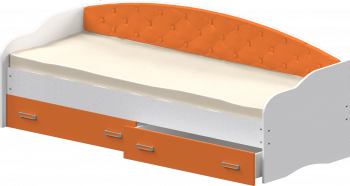 Кровать Софа-7 с мягкой спинкой (800х1900) Белый/Оранжевый в Боготоле - bogotol.mebel54.com | фото