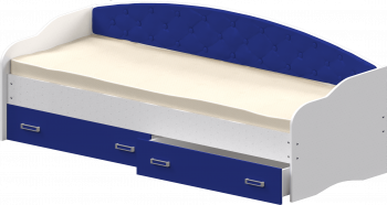 Кровать Софа-7 с мягкой спинкой (800х1900) Белый/Синий в Боготоле - bogotol.mebel54.com | фото