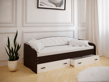 Кровать Софа-7 с мягкой спинкой (800х1900) Венге/ Белый в Боготоле - bogotol.mebel54.com | фото