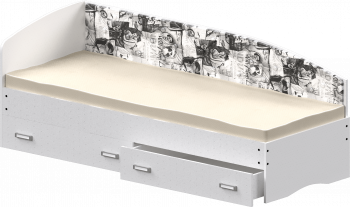 Кровать Софа-9 с мягкой спинкой с рисунком Милана (900х1900) Белый в Боготоле - bogotol.mebel54.com | фото