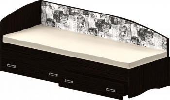 Кровать Софа-9 с мягкой спинкой с рисунком Милана (900х1900) Венге в Боготоле - bogotol.mebel54.com | фото